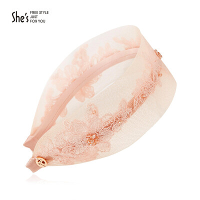 

shes Qian Zi headdress jewelry headband hairpin hairpin hand embroidery lace flower gauze wide headband red