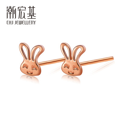 

Tide Acer small Meng rabbit 18K gold ear nail color gold earrings color gold