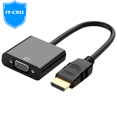 

IT-CEO HDMI to VGA Converter HD Video Adapter hdmi Интерфейс Головка Видео кабель Компьютер ТВ-ящик Проектор Кабель дисплея Черный V08HV-2