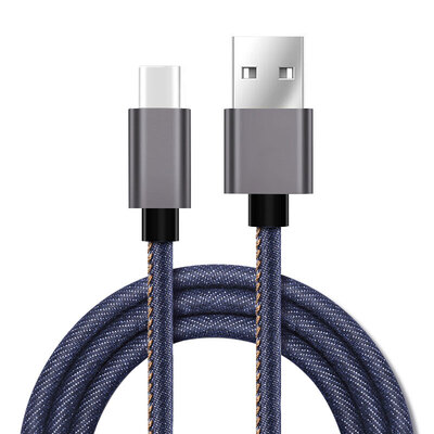 

Bee wing type-C data line Andrews mobile phone charger line power cord denim wiring 1 meter cowboy blue support Huawei P9 P10 mate9 Mang 5 glory V8 V9 music as