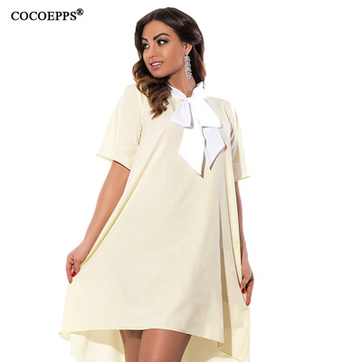 

COCOEPPS 2017 Summer Fashion Women 5XL 6XL Plus Size Dress With Tie Irregular Dress Big Size Casual Loose Dresses Clothing 4 Color