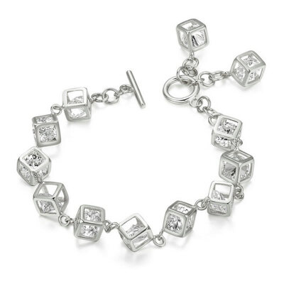 

Yoursfs® 18K Rose Gold Plated Crystal Cube Bracelet Use Clear Austrian Crystal Jewelry