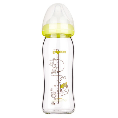 

Pigeon bottle AA157 Disney natural wide-bore glass painted baby bottle 240ml with  pigeon pacifier Vini - pig