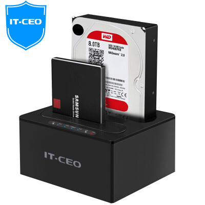 

IT-CEO dual disk mobile hard drive base /USB3.0 offline copy external hard disk box support 2.5 / 3.5 inch SATA serial port SSD solid state hard drive black IT-172S