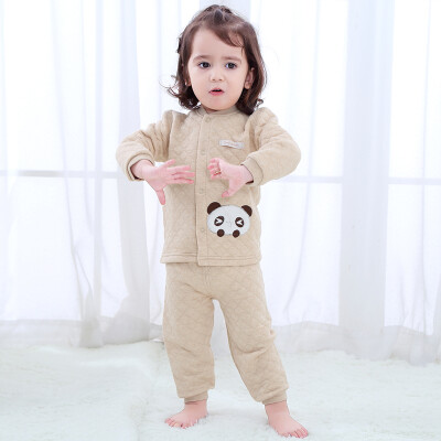 

Xin Song baby color cotton warm cardigan suit neonatal autumn and winter warm color cotton underwear jacket pants suit shallow card panda D066D73