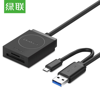 

Зеленый (UGREEN) высокоскоростной USB3.0 многофункциональный один высокоскоростной кард-ридер поддерживает считывание карт памяти TF / SD с двумя картами памяти с функцией OTG черный 20203