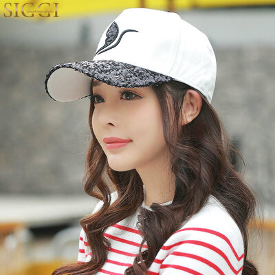 

Siggi SI89301 hat female spring summer autumn&winter seasons Korean version of the tide embroidery baseball cap sequins sunscreen cap ladies spring&summer hip hop hat black&white 57-59CM