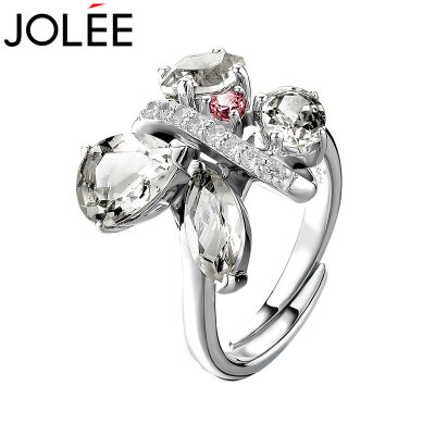 

Yu Lan JOLEE ring natural white crystal S925 silver ring ring wedding dress accessories to send girlfriend girlfriend honor wife gift white