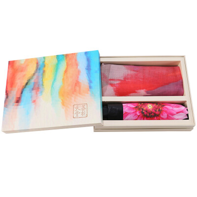 

Paradise umbrella gift box set Fenghua Zhengmao tri-fold small black umbrella umbrella pink wool scarf