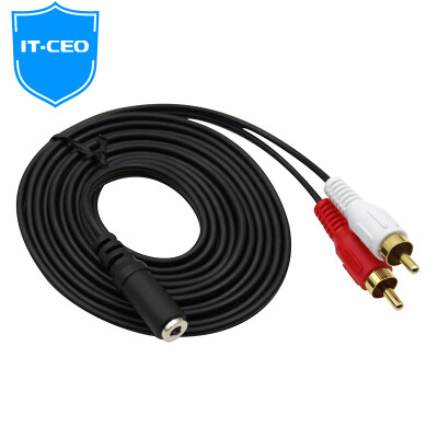 

IT-CEO V085R 35mm female one sub-two audio extension line mother to the public 35 audio to 2RCA double Lotus head AV line red&white speaker audio extension line 2 meters black