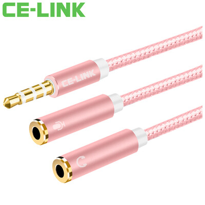 

CE-LINK 2432 Audio cable One minute extension cable 0.2M 3.5 Stereo audio cable Headset Splitter Mobile phone Flat audio cable Rose gold