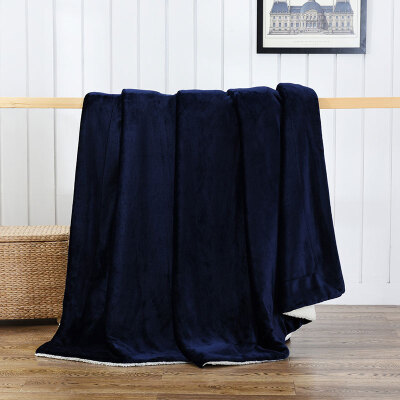 

Ying Xin home textile lambskin blanket blanket thickening flannel blanket Home Office lunch coral fleece blanket towel dark blue 150 * 200cm