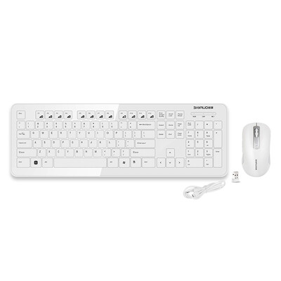 

Creative Commons Banruo CS6800 White Lithium Edition Wireless Rechargeable Keyboard Set 24G Wireless Optical Notebook Office Computer Keyboard Mouse Set