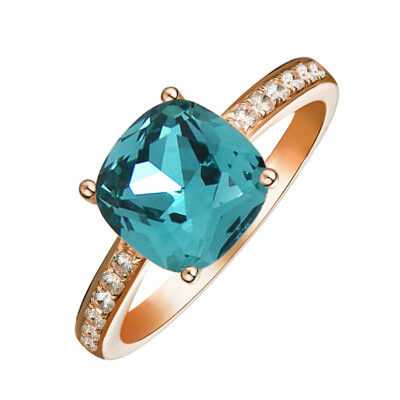 

Yoursfs@ 18K White Gold Plated 4 Prong Light Blue Crystal Rings with Square Stone Promise Ring for Women Fashion Jewelry Gift