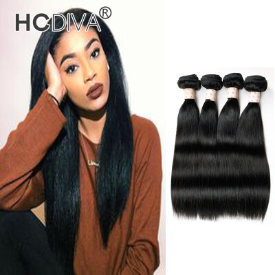 

HCDIVA Hair 4 Bundles Brazilian Straight Hair Weave Bundles 100 Unprocessed Virgin Human Hair Weave Sale Black