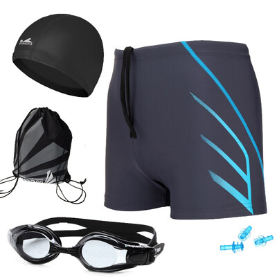 

(YINGFA) swimming trunks myopia goggles PU swimming hats earplugs swimming package swim suit fashion swim suit 3867 blue + black XXL 600 degrees