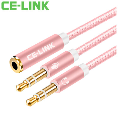 

CE-LINK 2434 гарнитура гарнитура комбинированная аудио линия 0.2M 3,5 мм компьютер ноутбук гарнитура микрофон одна линия удлинения линия розовое золото