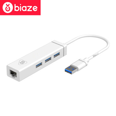 

BIAZE USB3.0 splitter cable network card converter usb to rj45 external network cable interface with 3 USB splitter Apple Mac desktop HUB hub ZH6-PC