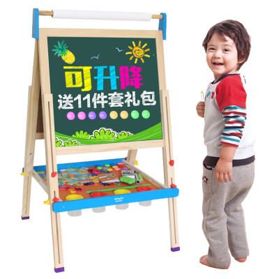 

Ming Tower (MING TA) A7019-6 solid wood lifting children luxury drawing board double-sided blackboard toy whiteboard magnetic writing board easel clip holder