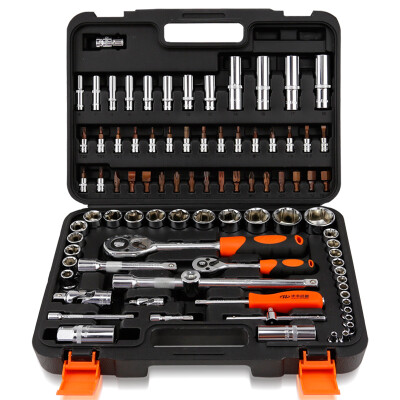 

Huafeng Jarrow HF-81086A 86 Pieces Auto Repair Tool Set 12.5 + 6.3mm Series Ratchet Wrench Sleeve Set Steam Boot Set / Machine Repair Set / Car Kit