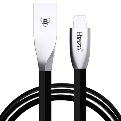 

BIAZE Apple 8/7/6 Кабель для передачи данных Цинковый сплав 1.2m Черный телефон Зарядное устройство Шнур питания iPhone5 / 6s / 7 Plus / 8 / X / Новый iPad Air Mini K8