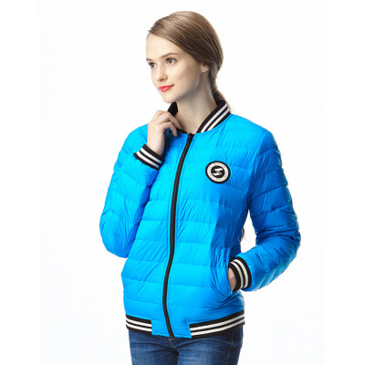 

Snow in the autumn feather baseball collar short section of light&light down jacket A1621YY702 tropical blue 5003