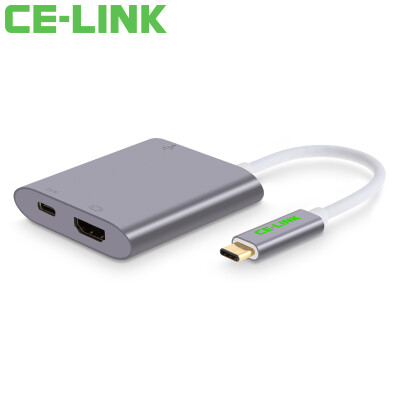 

CE-LINK Type-C adapter USB-C to HDMI USB30 HUB converter with TV projection Mac adapter aluminum alloy rechargeable space gray 1659