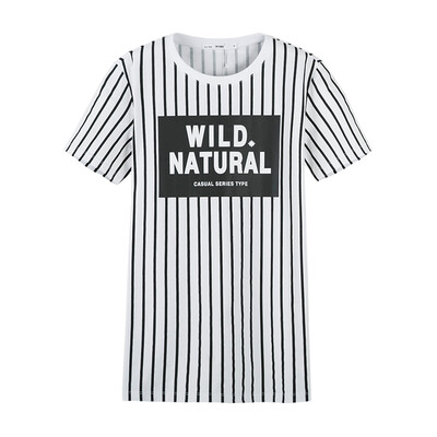 

Semir Semir short sleeve T-shirt summer ladies striped print straight long t-shirt Korean version 12216000030 black&white tone