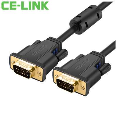 

CE-LINK VGA-кабель (3 + 6) 5 м с магнитным экранированным экраном HD-видео кабель с подключенным дисплеем проектора HD-видео кабель черный A1862