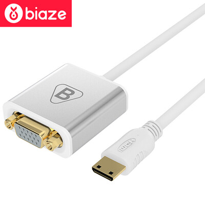 

BIAZE Mini HDMI конвертера VGA адаптер конвертер VGA мини HDMI HD проектор ZH12 - проволочная алюминиевая пластина с аудио питания ноутбука