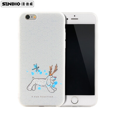 

Sanctuary (Sendio) Apple iPhone6 ​​/ 6sPlus телефонная защита чехла / трехмерный рельеф трехмерный рельеф TPU все включено ремень мягкая раковина маленькая свежая / маленькая серия T притворяется олень белый
