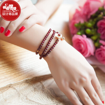 

Phoenix Nirvana garnet bracelet female models multi-ring bells simple ladies hand string wine red natural vintage fashion Chinese style jewelry sent his girlfriend gift Shu foam bracelet】 【multi-layer