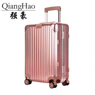 

QiangHao 20"24"29 inch 100 pure Aluminum Alloy pull rod suitcase TSA customs lock silent universal wheel hard metal luggage