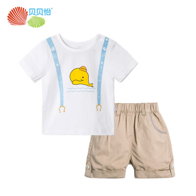 

Beibei Yi Bornbay suit children's clothing boy cartoon short sleeve suit baby clothes children 2 sets of 172T060 white white 100