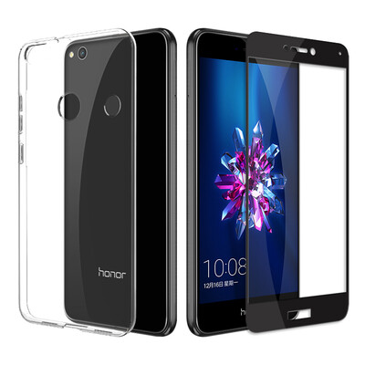 

Shell film set ESCASE glory 8 youth version of the phone shell to send full-screen black tempered film Huawei mobile phone case all-inclusive drop series soft shell transparent