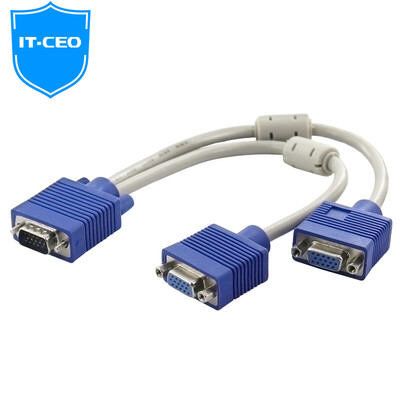 

IT-CEO VGA line VGA splitter one-two cable computer monitor VGA divider divider line into the two high-definition video extender 03 m V08VG