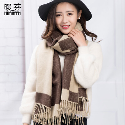 

Warm Fen NuanFen scarf female autumn&winter warm air conditioning shawl Korean version of the long paragraph womens cashmere casual wild dual-use W107A brown