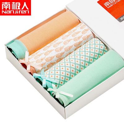 

Antarctic Nanjiren ladies underwear triangular sexy casualty breathable comfortable printing candy color women&39s large size underwear 4 bow box box XL code