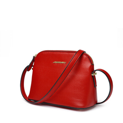 

JXX JIANXIU European&American fashion first layer of leather handbags simple wild shoulder bag Messenger bag 3029 red