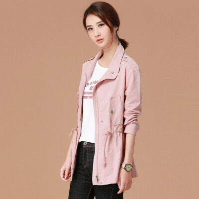 

City plus CITYPLUS 2017 autumn new women loose loose jacket casual solid color coat coat windbreaker CWWT178258 pink