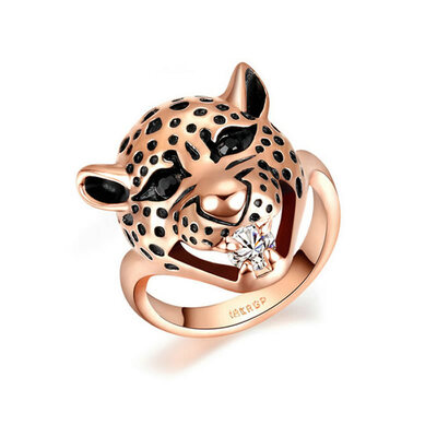 

Yoursfs @ Rings Gold-Tone Leopard Head Модный австрийский кристалл 18 K Розовое золото с покрытием Австрия Элементы Crystal Charm Party Ri