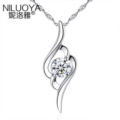 

Niluo Ya love 925 silver necklace female chainbone chain simple silver jewelry pendants birthday gift to send his girlfriend