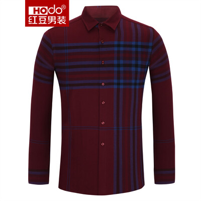 

Красная фасоль Hodo Men's Shirts Мужская мода Матовая мужская рубашка Рубашка с длинным рукавом R5 Red Men 185 / 100B