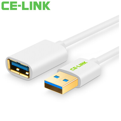 

CE-LINK USB extension cable 30 male to female 05m double-headed mobile hard disk box high-speed transmission data cable notebook radiator car MP3 cable white A2490