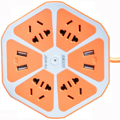 

Jishun (jishun) JSW-6J 1.8 m 4-bit 5-hole with 4-bit USB smart socket Creative socket fruit outlet lemon socket plug panel row orange