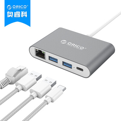 

ORICO RCR2A USB30 Splitter Type-c to RJ45 card hub MACBOOK aluminum HUB Gigabit network conversion expansion accessories deep gray