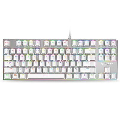 

Rapo V500RGB ice plate 87 key Symphony backlight game mechanical keyboard backlit keyboard game keyboard computer keyboard notebook keyboard white green axis