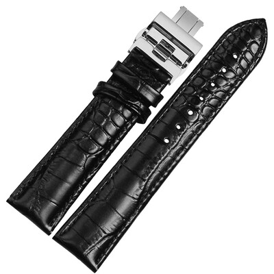 

NP01 18mm Watchband Women And Men With Silver Butterfly Buckle Calfskin Watchstrap black/brown/dark brown