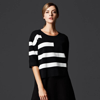

Mak Rebecca Marc Rebecca in the sleeves black&white hit color knot sweater 55008D black&white strip