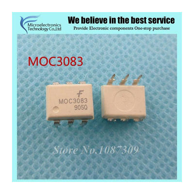 

10pcs free shipping MOC3083 M0C3083 DIP-6 Triac & SCR Output Optocouplers 800VDRM IFT=5mA 6 Pin Optocoupler New original